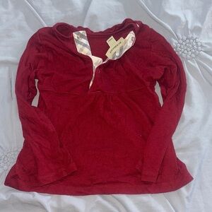 Burberry Kids Maroon Long Sleeve Shirt